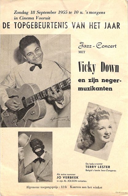 Flyer for Vicky Down en zijn neger-muzikanten - 1955