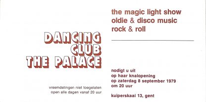 Flyer announcing the opening of dancing club the palace