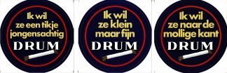 Three promotional stickers for Drum rolling tobacco