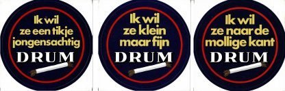 Three promotional stickers for Drum rolling tobacco