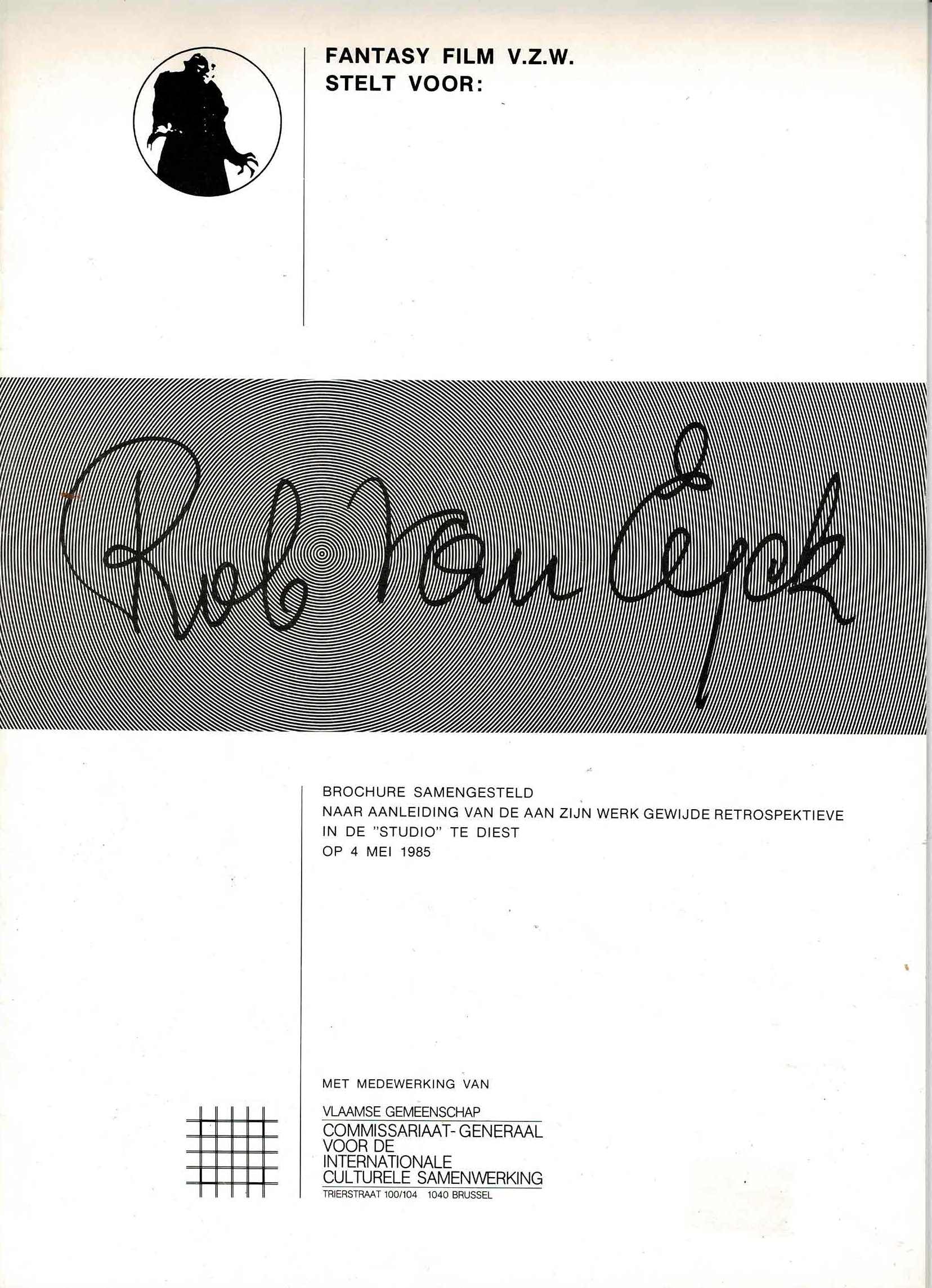 Rob Van Eyck: brochure samengesteld naar aanleiding van de aan zijn werk gewijde retrospektieve - 1985