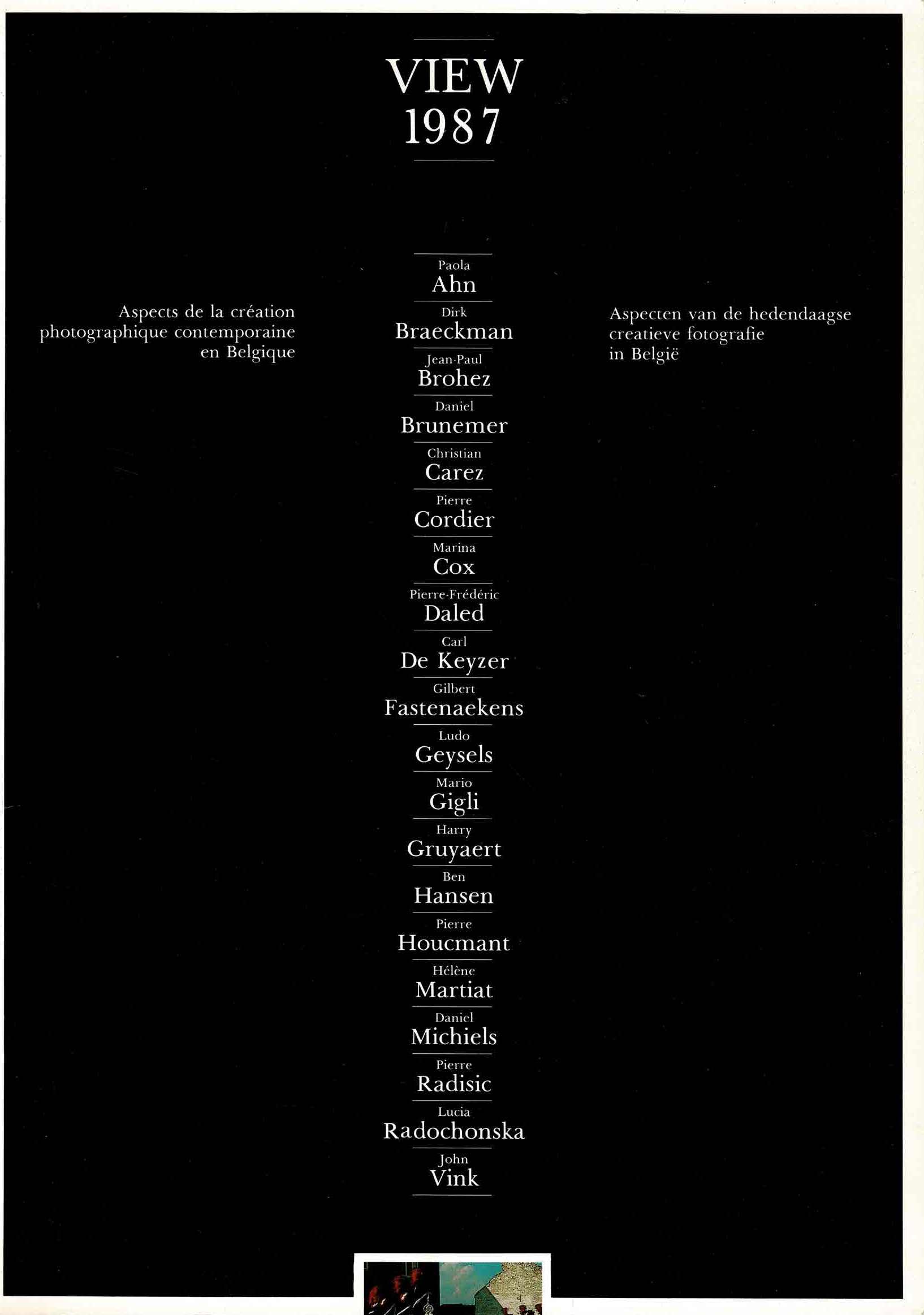 View 1987: Aspects de la création photographique contemporaine en Belgique/Aspecten van de hedendaagse creatieve fotografie in België - 1987