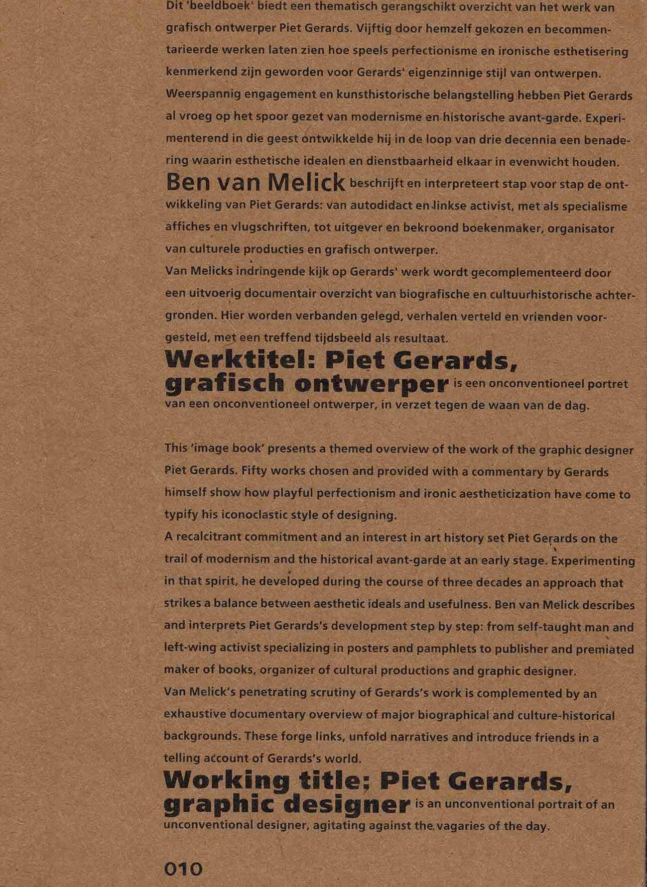 Werktitel: Piet Gerards, grafisch ontwerper. Working title =Piet Gerards, graphic designer - 2003