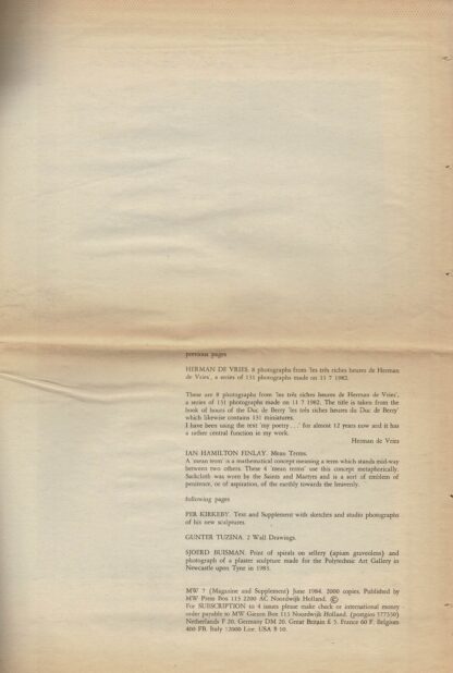 MW Press - MW n° 7 with a contribution by herman de vries - 1984 - Image 3