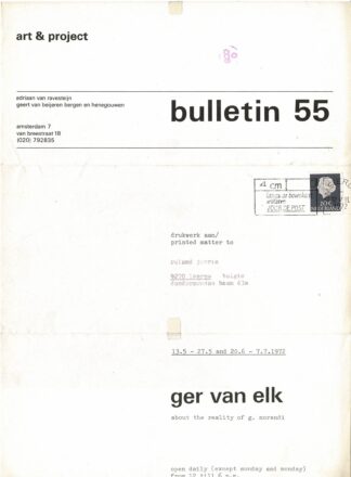 art & project bulletin Ger van Elk - About the reality of G. Morandi bulettin 55 -1972