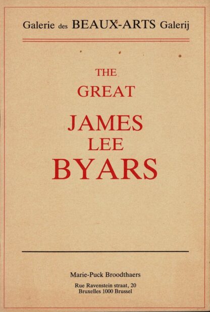 The Great James Lee Byars The Letter Reading Society of James Lee Byars - 1987
