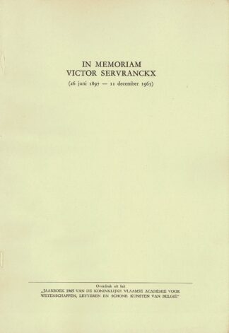 In memoriam Victor Servranckx (26 juni 1897 - 11 december 1965) -