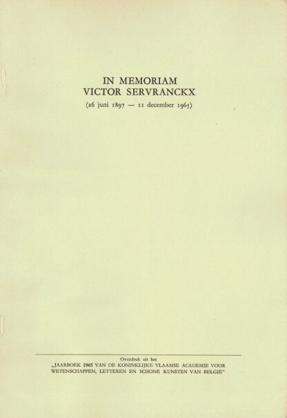 In memoriam Victor Servranckx (26 juni 1897 - 11 december 1965) -