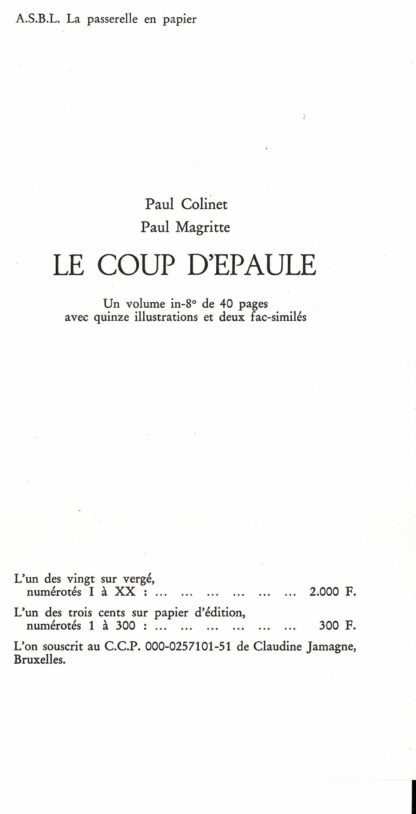 Paul Colinet/Paul Magritte - Le coup d'épaule - 1974 - Image 2