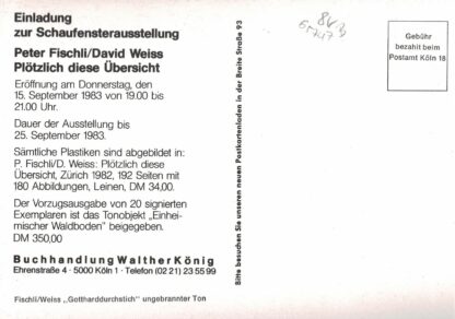 Peter Fischli/David Weiss - Plötzlich diese Übersicht invitation - 1983 - Image 2