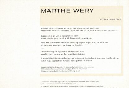 Marthe Wéry Paleis voor Schone Kunsten Brussel 2001 invitation - 2001 - Image 2
