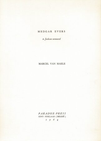 Marcel van Maele/Guy Vandenbranden - Medgar Evers te Jackson vermoord - 1964