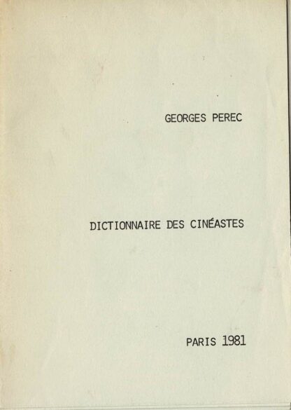 Georges Perec  - Dictionnaire des cinéastes - 1981 - Image 3