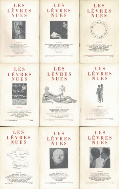 Les Lèvres Nues Revue trimestrielle N° 1 Avril 1954 - N° 10/12 1958 - 1954/1958