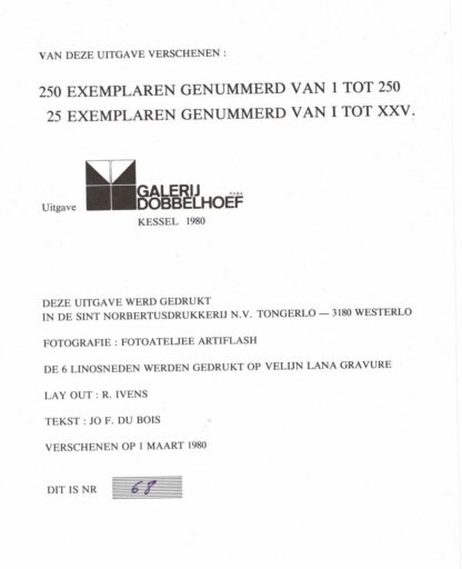 Galerij Dobbelhoef - Paul Joostens. collages, 6 originele linosneden 1917 - 1980 - Image 6