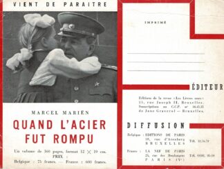 Vient de paraitre Marcel Mariën Quand l'acier fut rompu - 1957