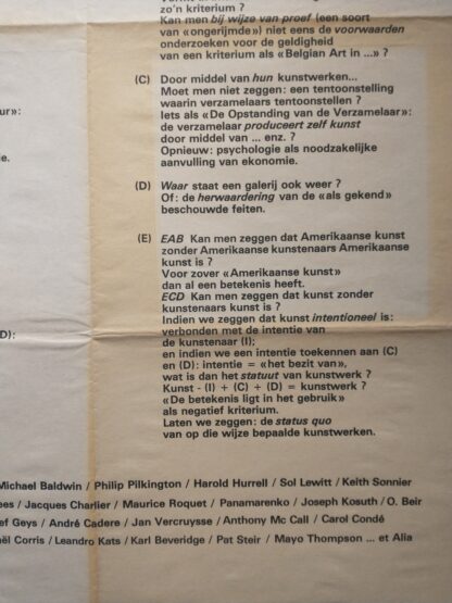 L'Art A L'Envers. De Kunst Omgekeerd. American Art in Belgium. Poster and catalogue- 1977 - Image 2