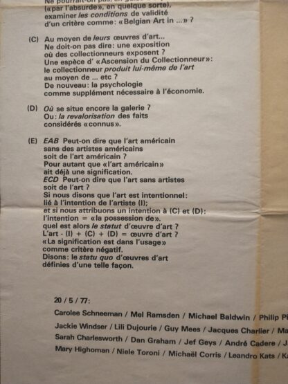 L'Art A L'Envers. De Kunst Omgekeerd. American Art in Belgium. Poster and catalogue- 1977 - Image 3