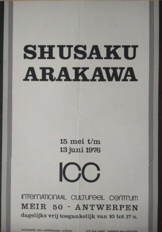 Shusaku Arakawa. Exhibition poster. ICC Antwerpen. - 1976
