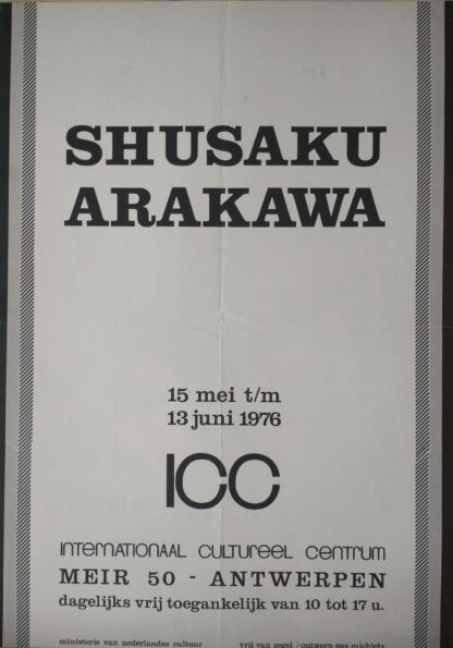 Shusaku Arakawa. Exhibition poster. ICC Antwerpen. - 1976