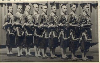A line of gymnasts.