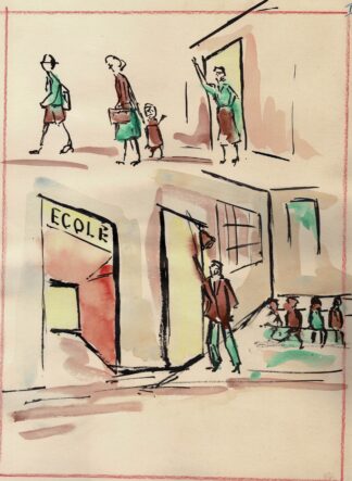 Ecole. Watercolor by a Brussels teacher.