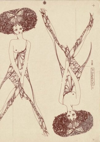 Funky wet transfer sticker featuring a half naked women.