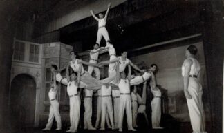 Gymnasts at practice.