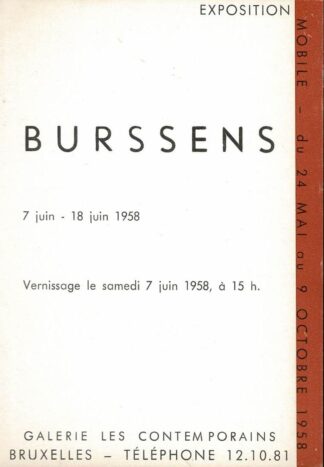 Jan Burssens. Les Contemporains 1958 invitation - 1958