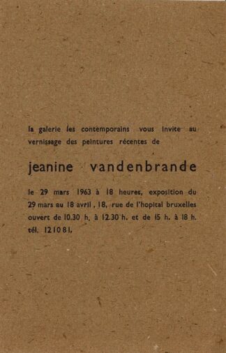 Jeanine Vandenbrande. Les Contemporains 1963 invitation - 1963