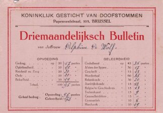 Koninklijk gesticht van de doofstommen. Driemaandelijksch Bulletin. - no date