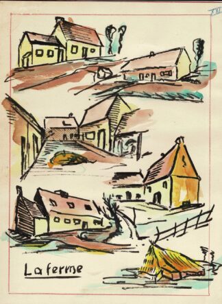La ferme. Watercolor by a Brussels teacher.