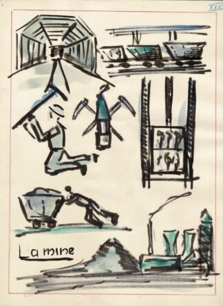 La mine. Watercolor by a Brussels teacher.