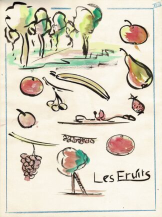 Les fruits. Watercolor by a Brussels teacher.