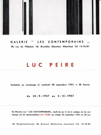 Luc Peire. Les Contemporains 1957 invitation - 1957