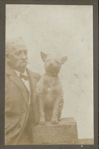 Man posing with dog - 1906