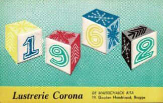 Novelty new year card for Lustrerie Corona from Bruges - 1962