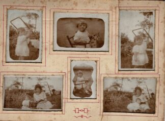 Six photographs of a girl mounted in a cardboard frame. - undated.
