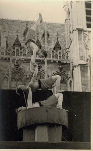 Three gymnasts doing what they're good at. (9)