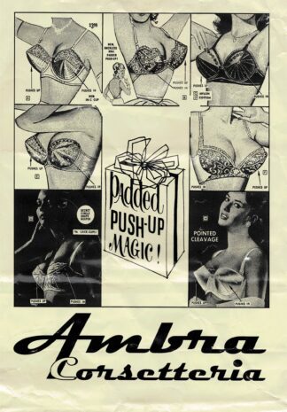 Ambra Corsetteria shopping bag promoting the padded push-up magic!